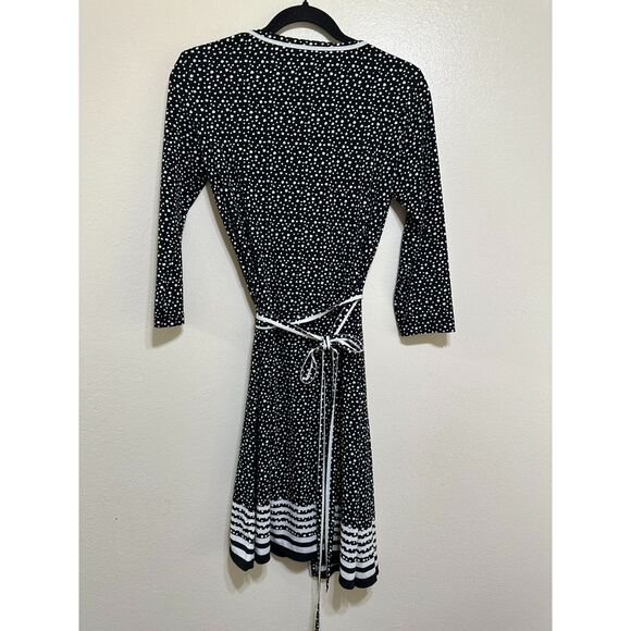 Max Studios Women's Wrap Mini Dress Size S Irregular Polka Dots Stretchy - Picture 3 of 3